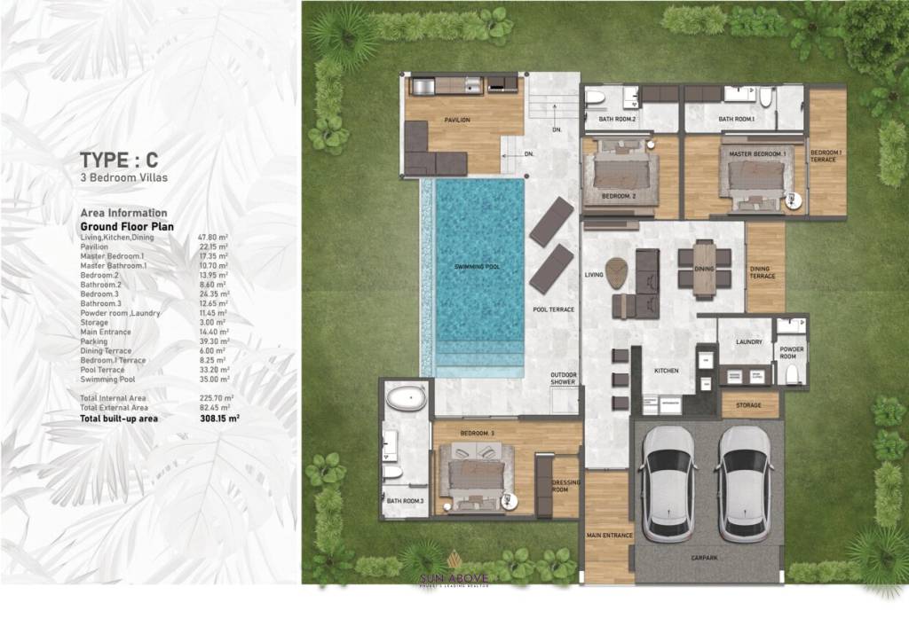 3 Bed 4 Bath 308.15 SQ.M Mandala Villa