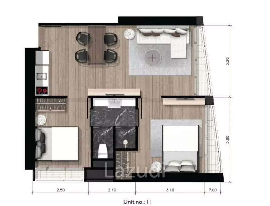 2 Bed 1 Bath 53 SQ.M Park Origin Phromphong