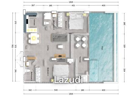 2 Bed 2 Bath 127.26 SQ.M Babylon Sky Garden II