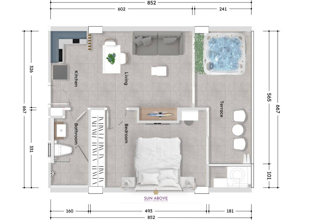 1 Bed 1 Bath 58.83 SQ.M Babylon Sky Garden II