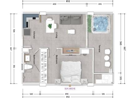 1 Bed 1 Bath 58.83 SQ.M Babylon Sky Garden II