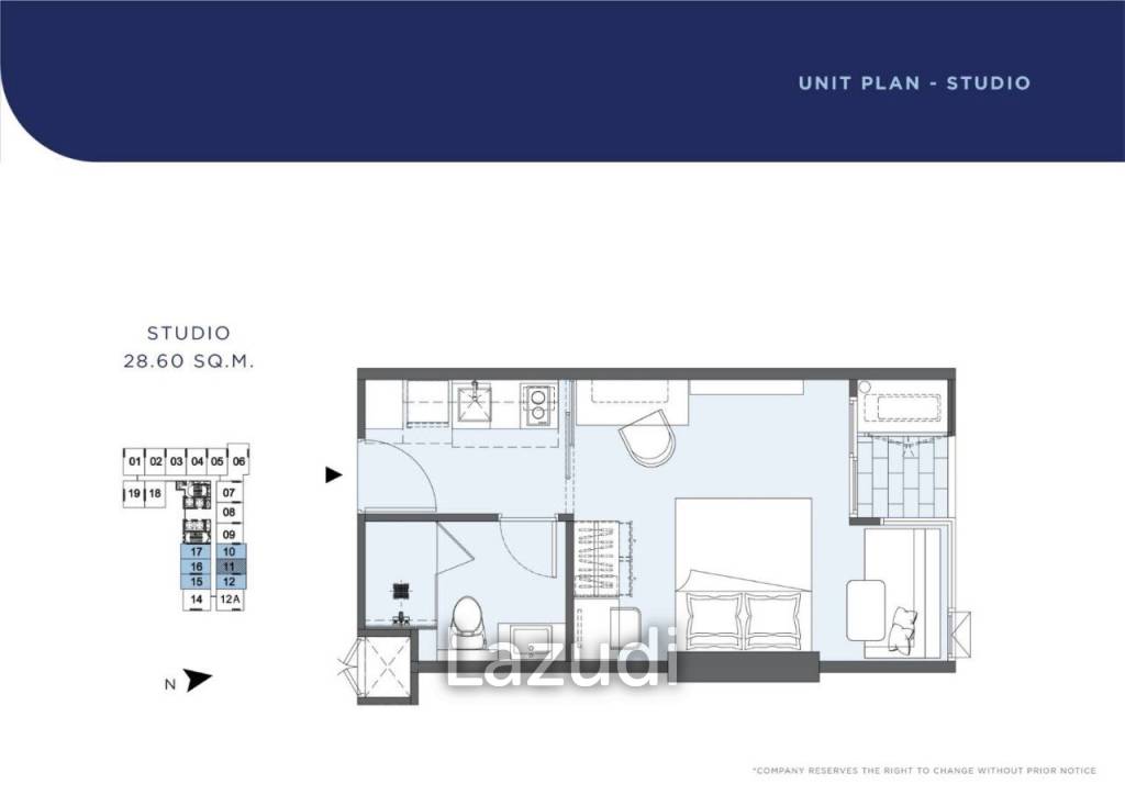 Studio 1 Bath 27.99 SQ.M ONCE PATTAYA