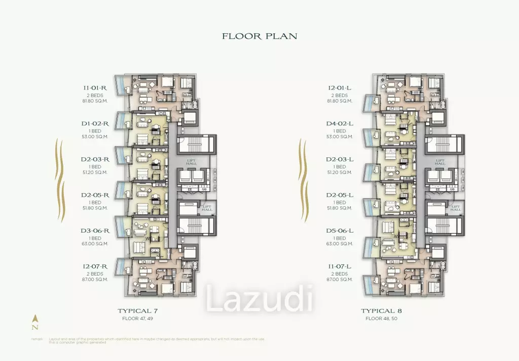 1 Bed 1 Bath 54.54 SQ.M. Arom Wongamat