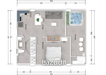 1 Bed 1 Bath 58.83 SQ.M Babylon Sky Garden II