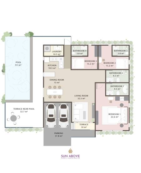 3 Bed 4 Bath 249.17 SQ.M Bhuvana Villa