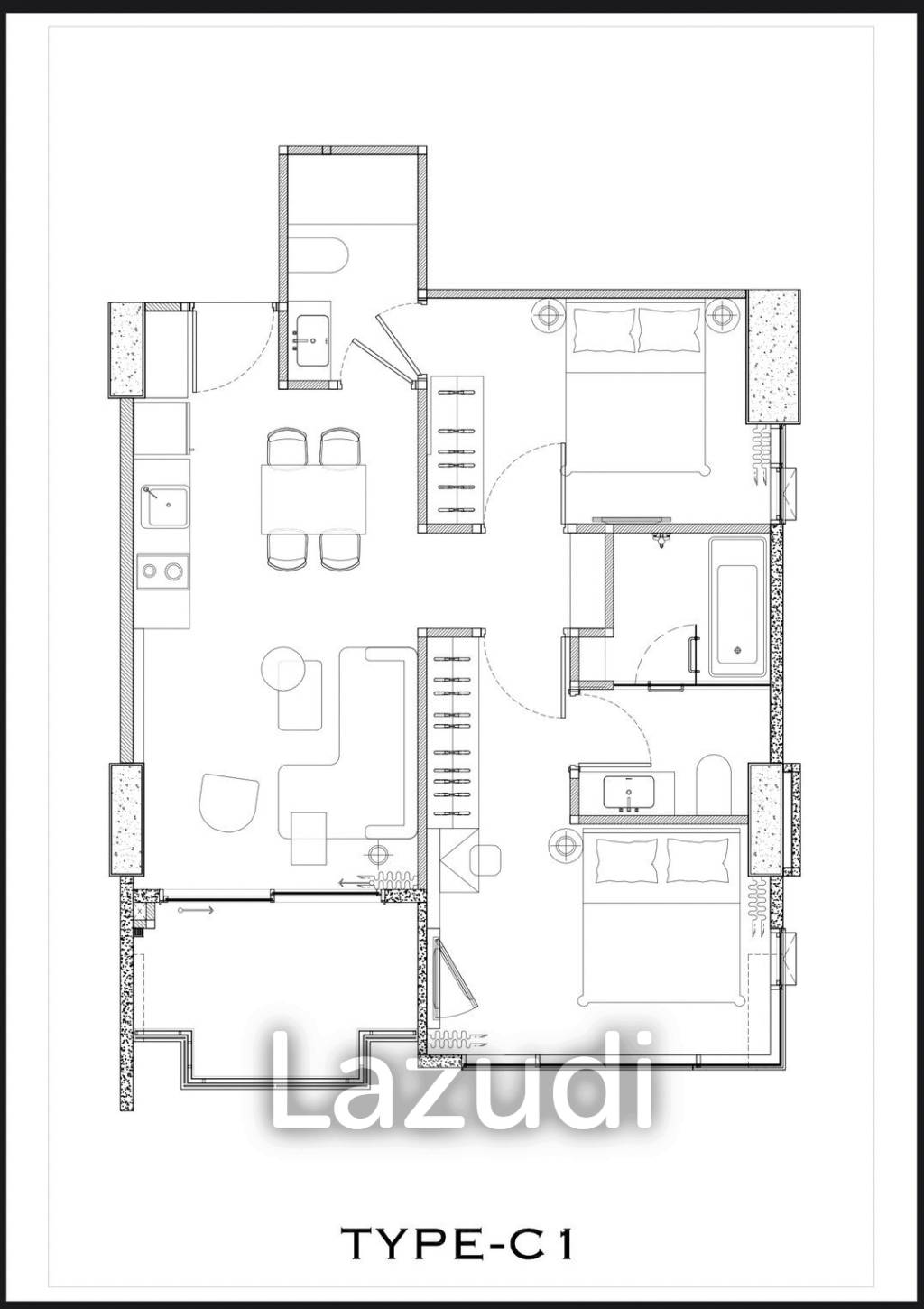 2 Bed 2 Bath 74.16 SQ.M Arom Jomtien