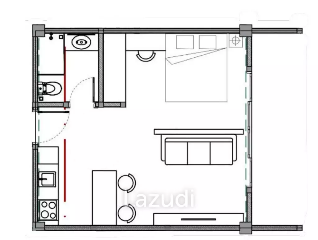 1 Bed 1 Bath 45 SQ.M. Sunny Apart 1