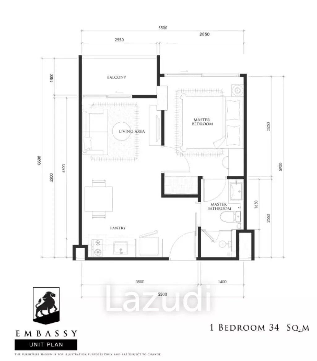 1 Bed 1 Bath 34 SQ.M Embassy Pattaya