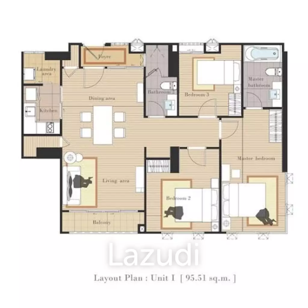 3 Bed 2 Bath 96 SQ.M The Crest Phahonyothin 11