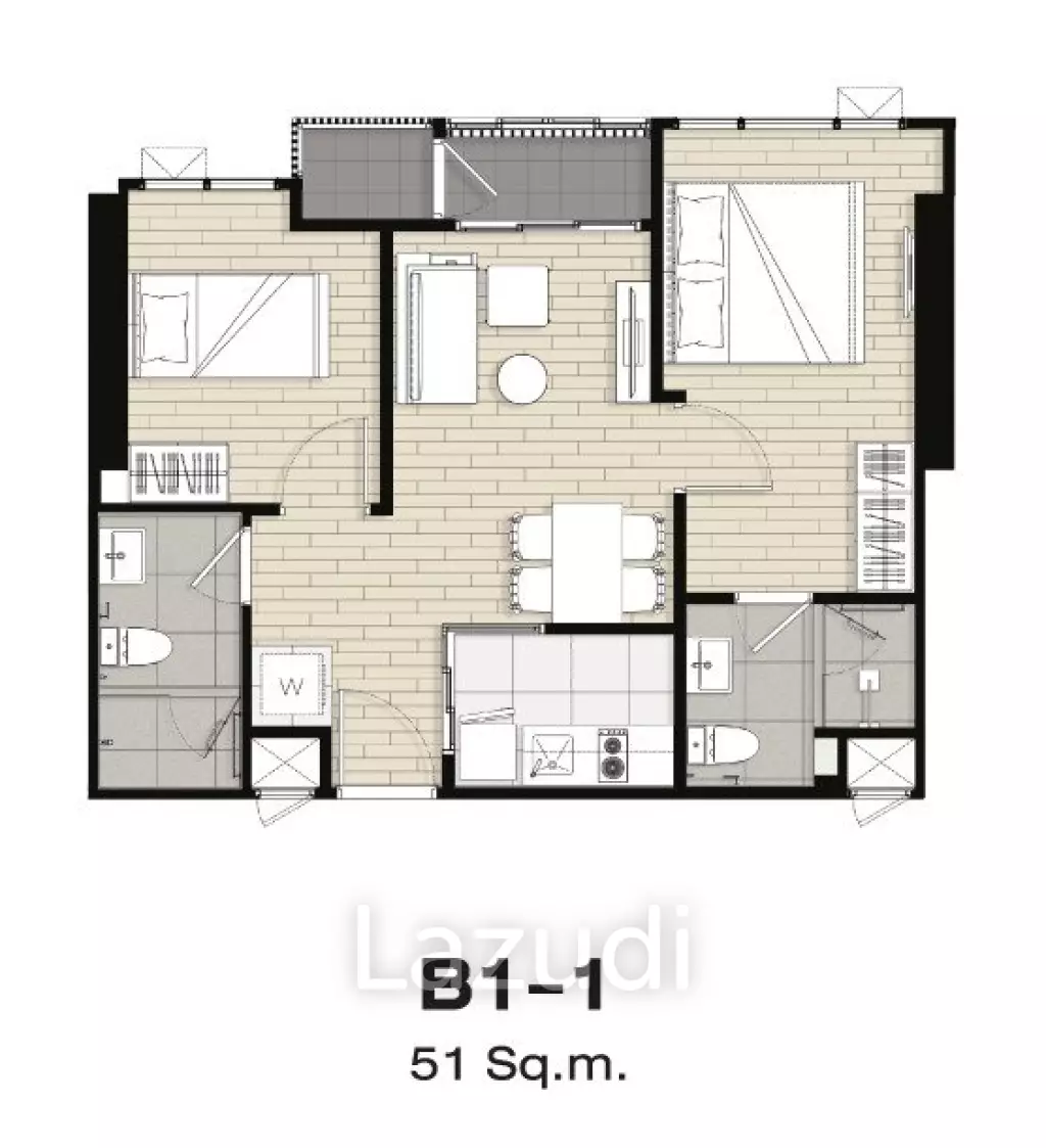 2 Bedroom 2 Bath 50 SQ.M. Niche Pride Ekkamai