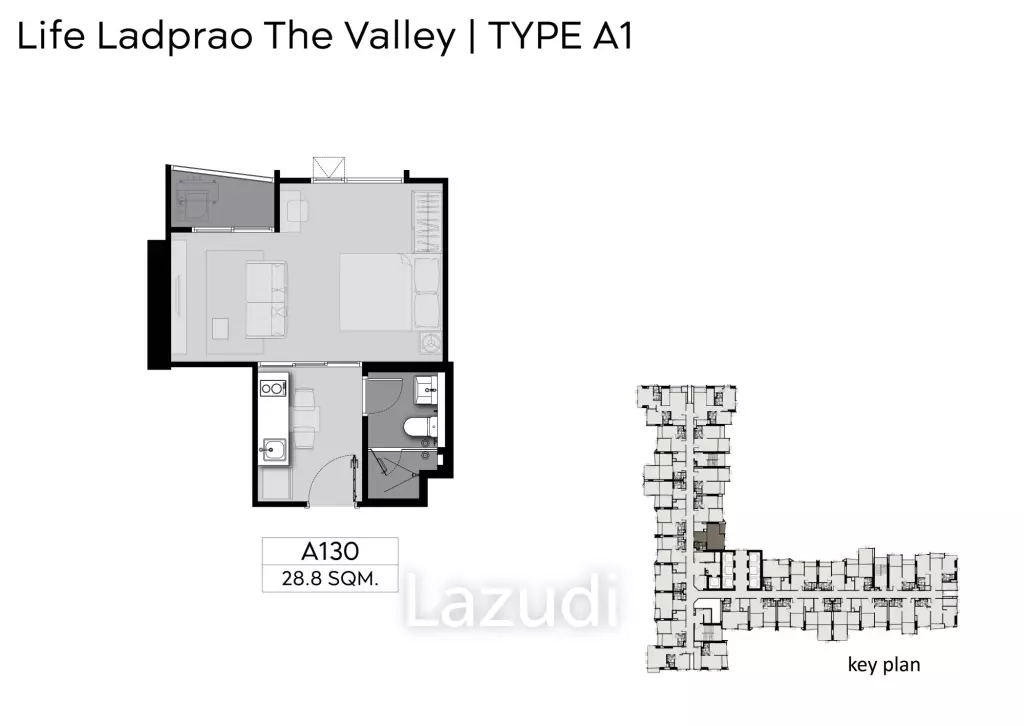 Studio 1 Bath 28.81 SQ.M. Life Ladprao Valley