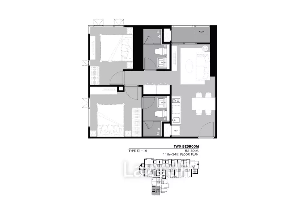 2 Beds 57.83SQ.M. Life Ladprao Valley