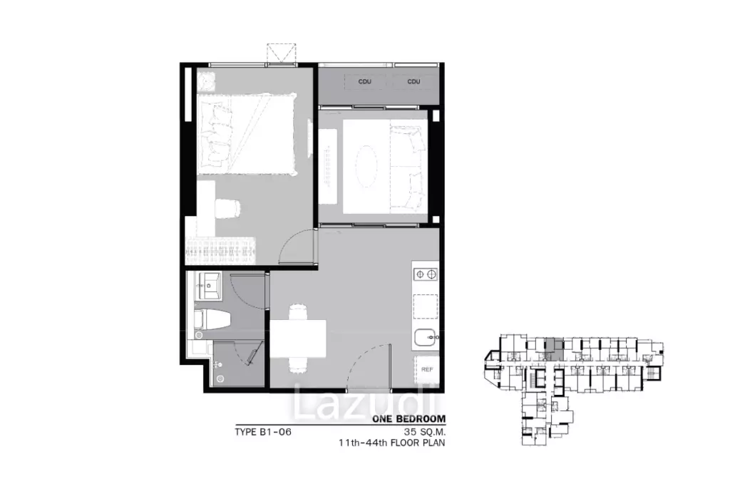 1 Bed Plus 1 Bath 35.49 SQM, Life Ladprao Valley