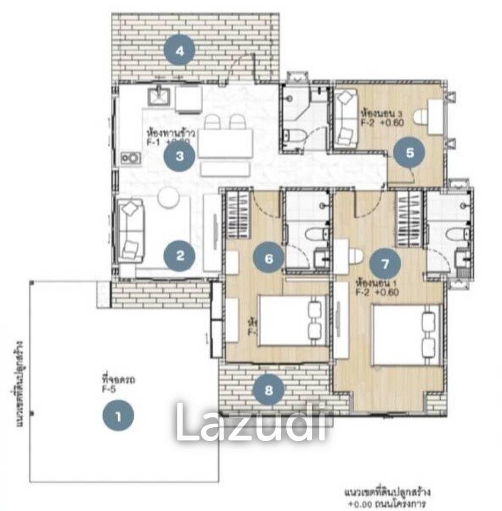 3 Bed 3 Bath 100 SQ.M Baan Somdul 2