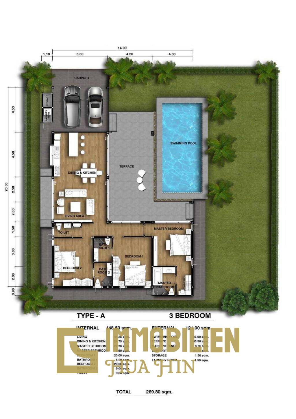 3 Bed 3.5 Bath 285.2 SQ.M Tavisa Luxury Villas