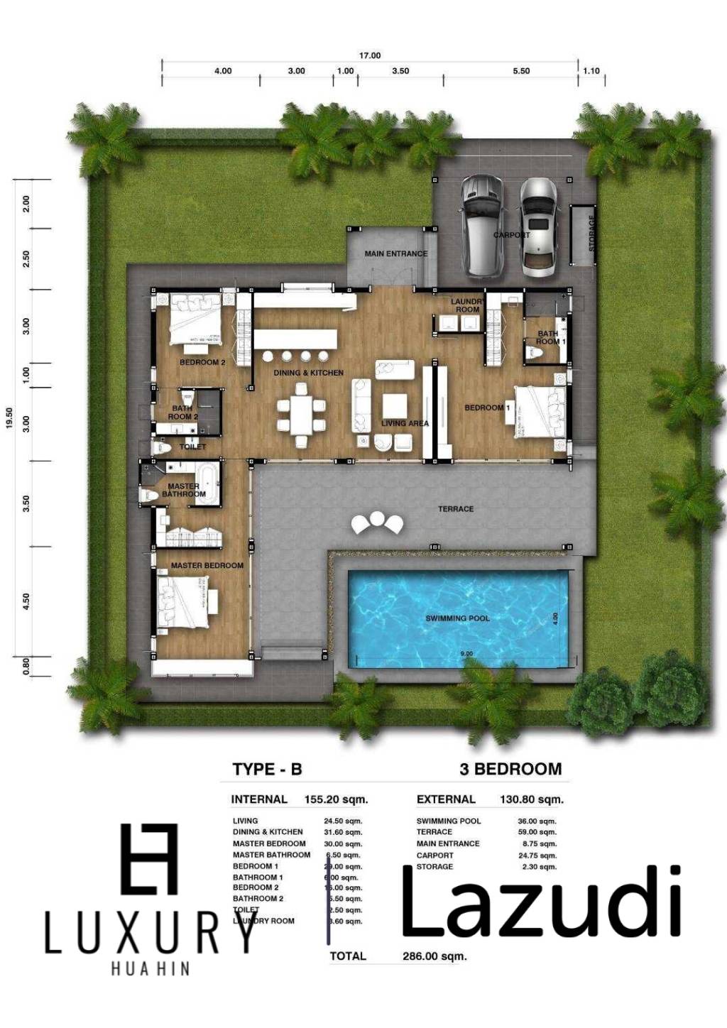 3 Bed 3.5 Bath 303.1 SQ.M Tavisa Luxury Villas