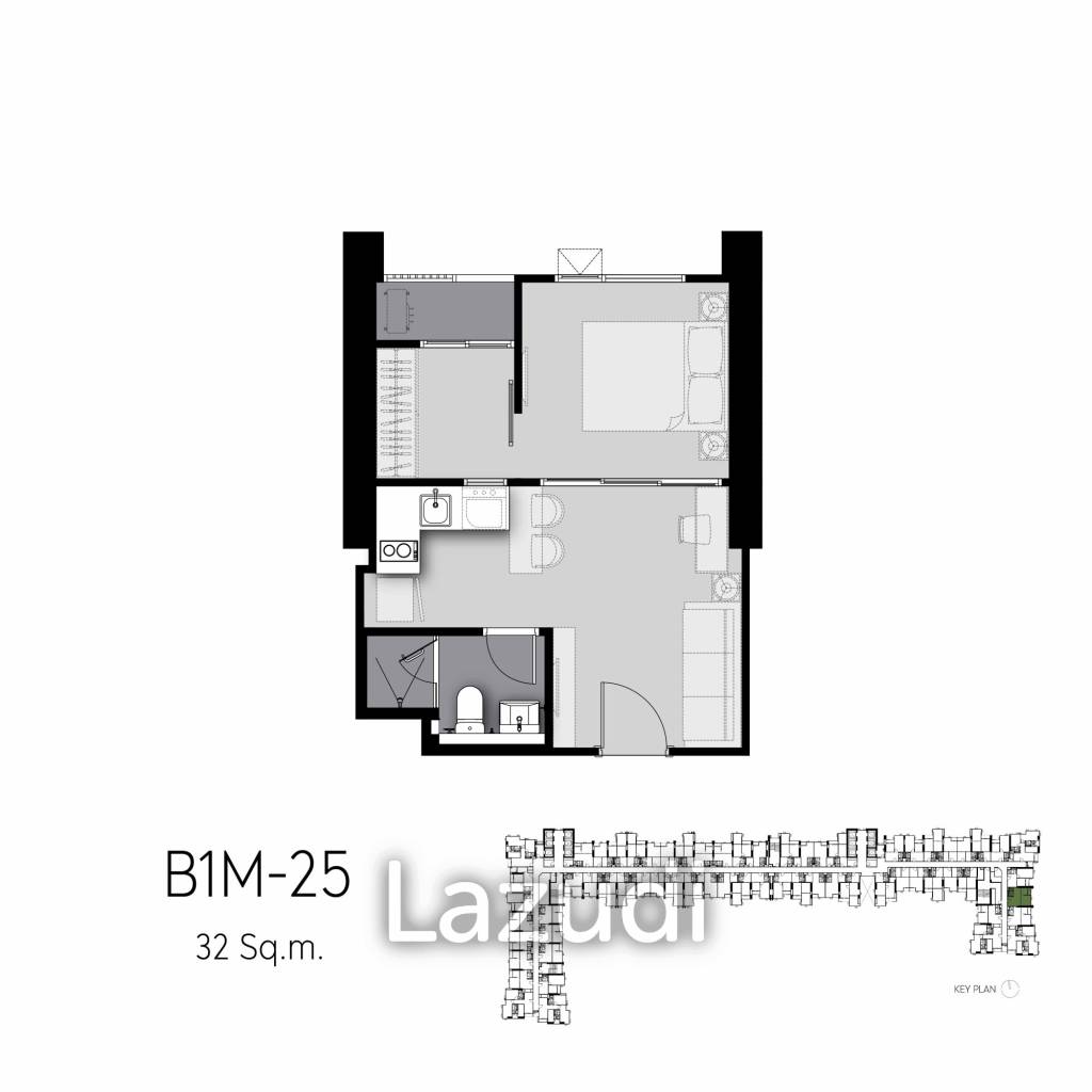 1 Bed 1 Bath 32.20 SQ.M. Life Sathorn Sierra