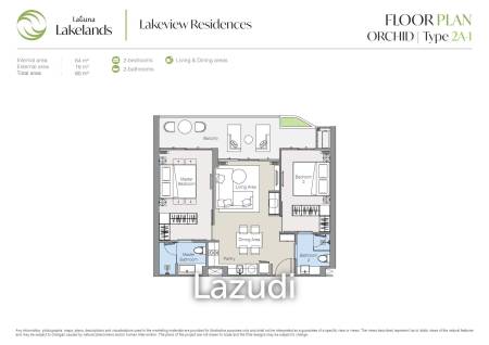 2 Bed 2 Bath 80 SQ.M. Laguna Lakeview Residences