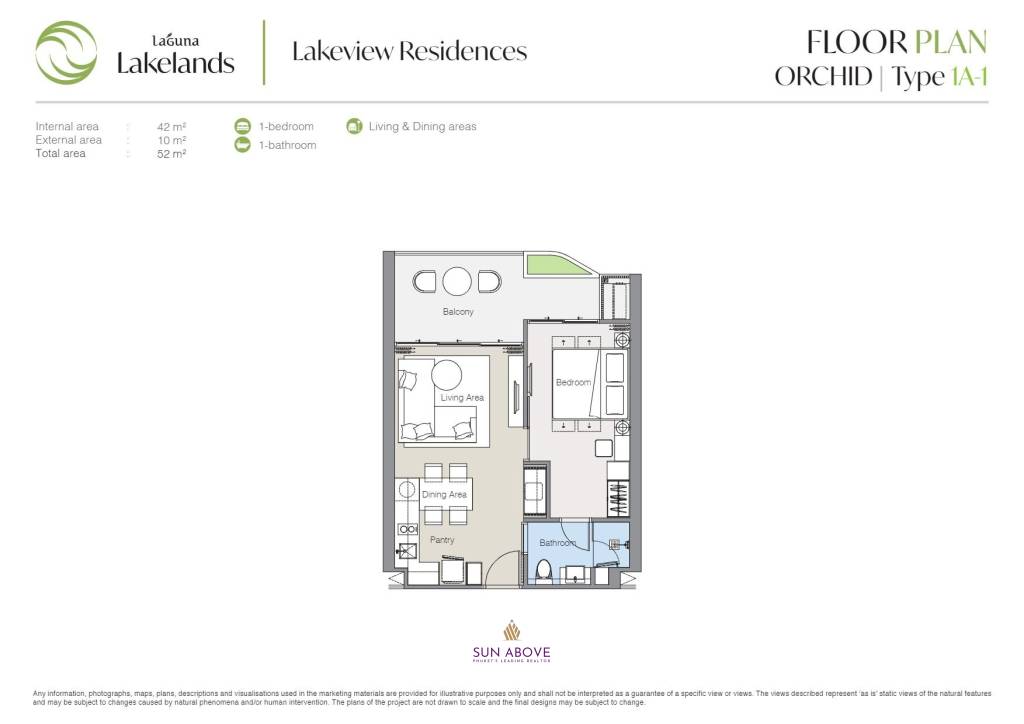 1 Bed 1 Bath 48 SQ.M. Laguna Lakeview Residences