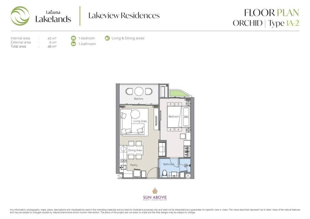 1 Bed 1 Bath 48 SQ.M. Laguna Lakeview Residences