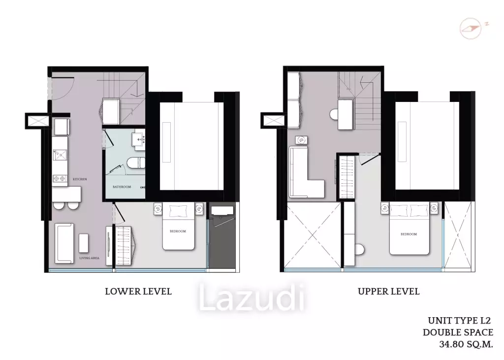 2 Bed Loft 1 Bath 34.80 SQ.M. CLOUD Residences SKV23