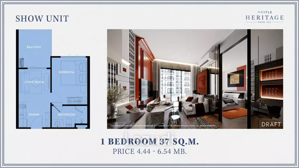 1 Bed 1 Bath 39 SQ.M. The Title Heritage Bang-Tao