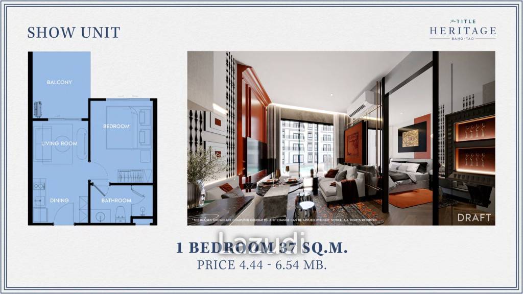 1 Bed 1 Bath 39 SQ.M. The Title Heritage Bang-Tao