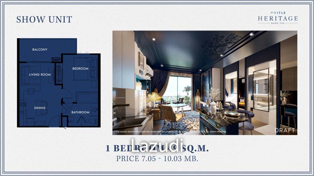 1 Bed 1 Bath 49 SQ.M The Title Heritage Bang-Tao