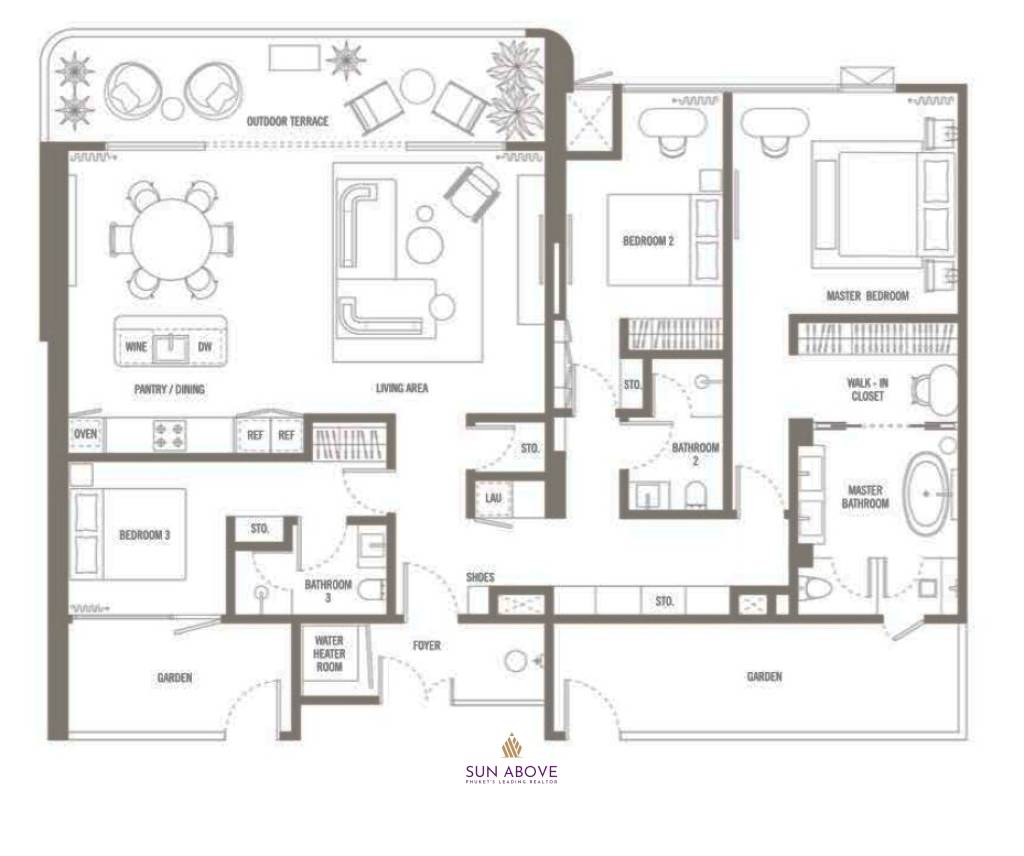 3 Bed 3 Bath 167 SQ.M The Standard Residences Bang Tao