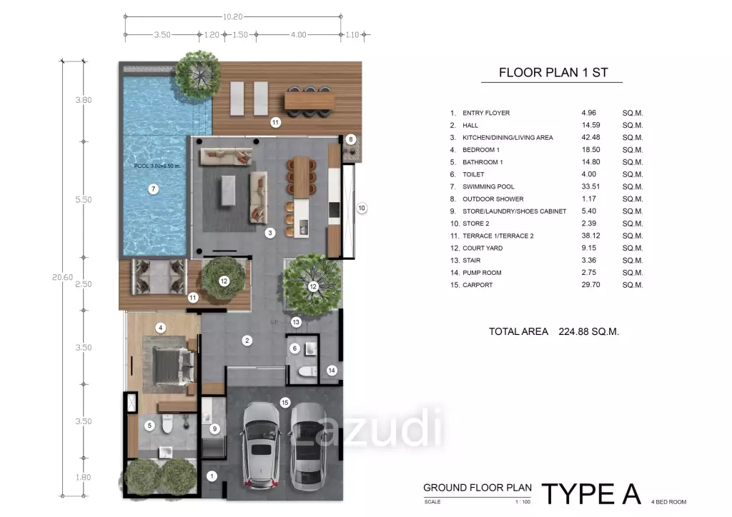 4 Bed 5 Bath 349.77 SQ.M. Rainpalm Villa