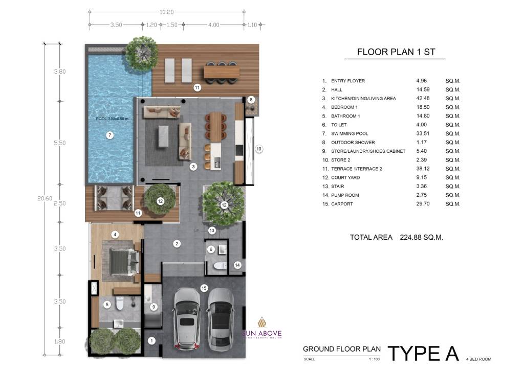 4 Bed 5 Bath 349.77 SQ.M. Rainpalm Villa