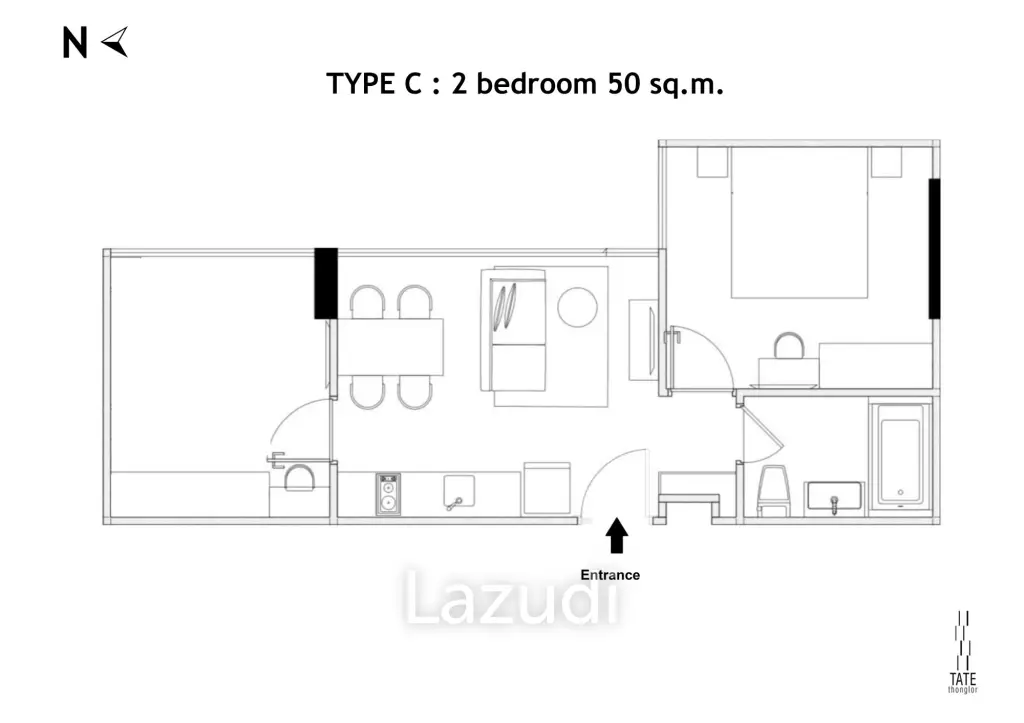 2 Bed 2 Bath 50 SQ.M TATE Thonglor 11