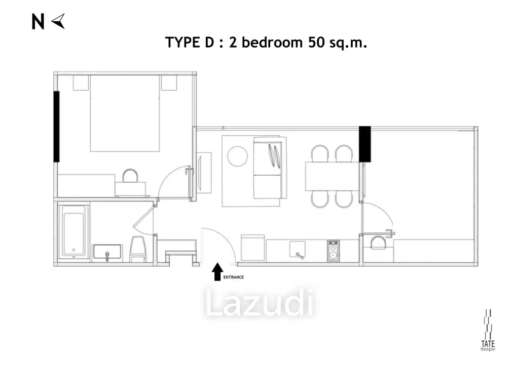 2 Bed 2 Bath 50 SQ.M TATE Thonglor 11