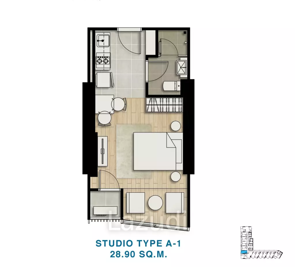 Studio 1 Bath 29.90 SQ.M Skypark Lucean Jomtien Pattaya Phase 1