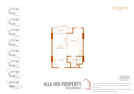 1 Bed 1 Bath 33.75 SQ.M Cabanas Hua Hin