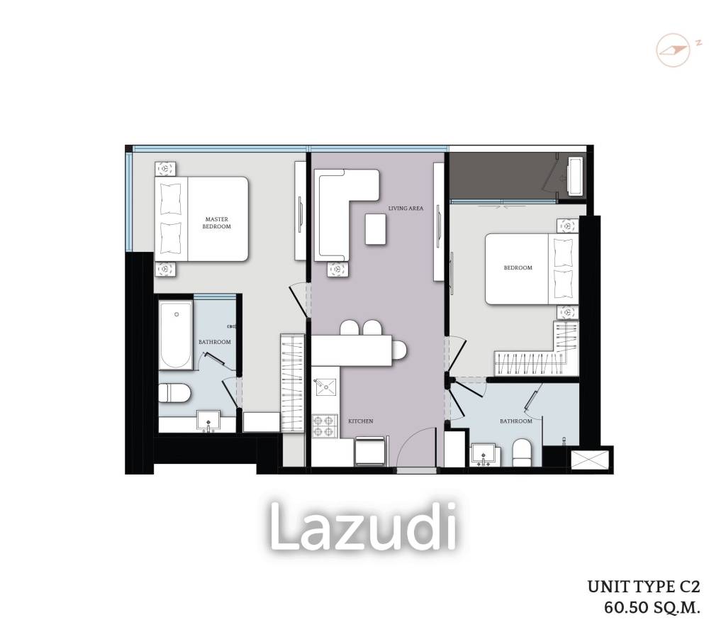 2 Bed 2 Bath 60.50 SQ.M. CLOUD Residences SKV23