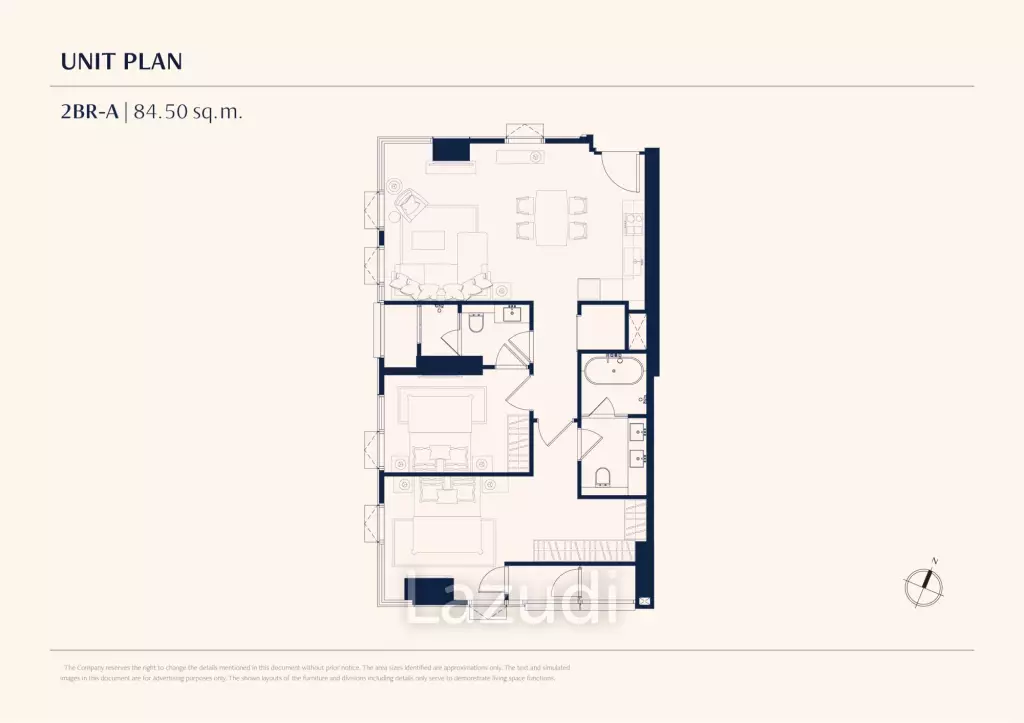 2 Beds 2 Baths SQ.M  84.5 The Residences 38