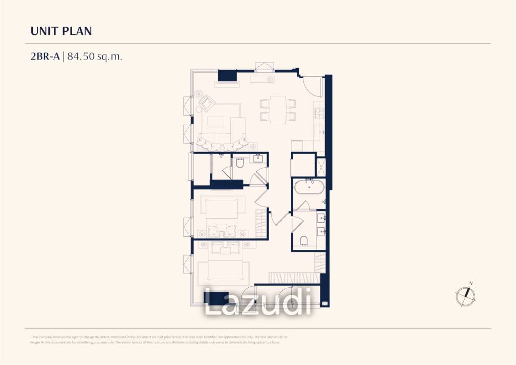 2 Beds 2 Baths SQ.M  84.5 The Residences 38