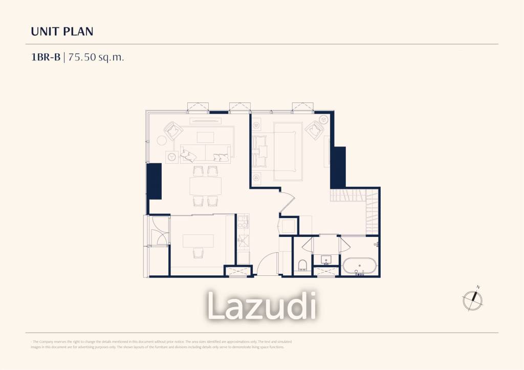 1 Bed 1 Bath 75.5 SQ.M The Residences 38