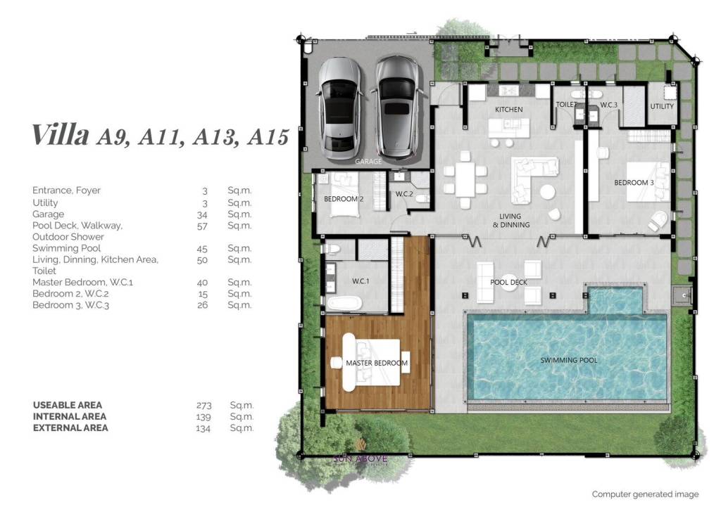 3 Bed 4 Bath 273 SQ.M. Rungtiva Private Pool Villas