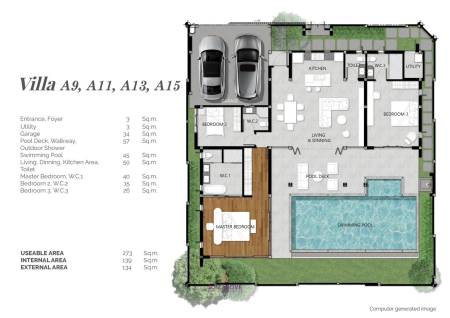 3 Bed 4 Bath 273 SQ.M. Rungtiva Private Pool Villas