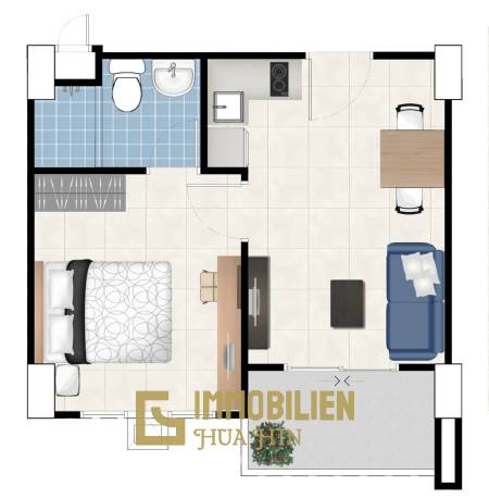 1 Bed 1 Bath 33.43 SQ.M My Style Condo Hua Hin 102