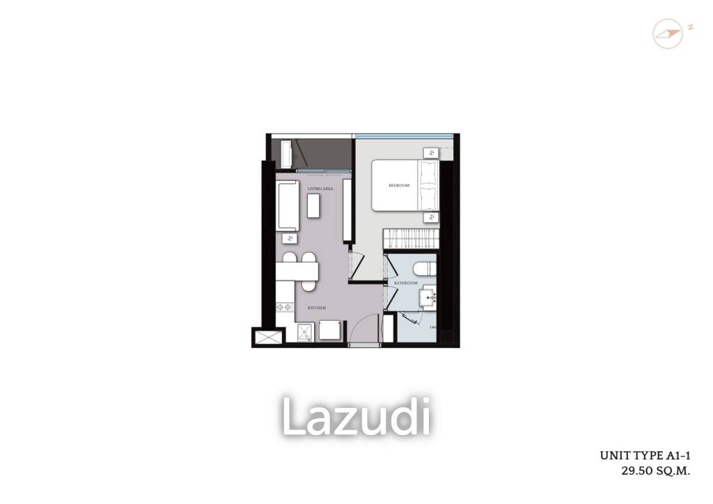 1 Bed 1 Bath 32.80 SQ.M. CLOUD Residences SKV23
