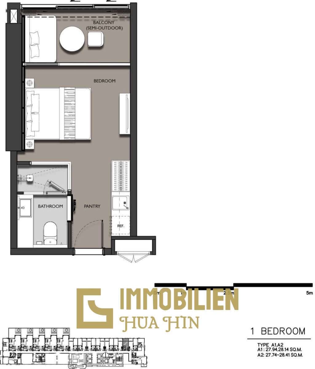 Кондоминиум 30 кв.м. 1 Кровать 1 Ванна