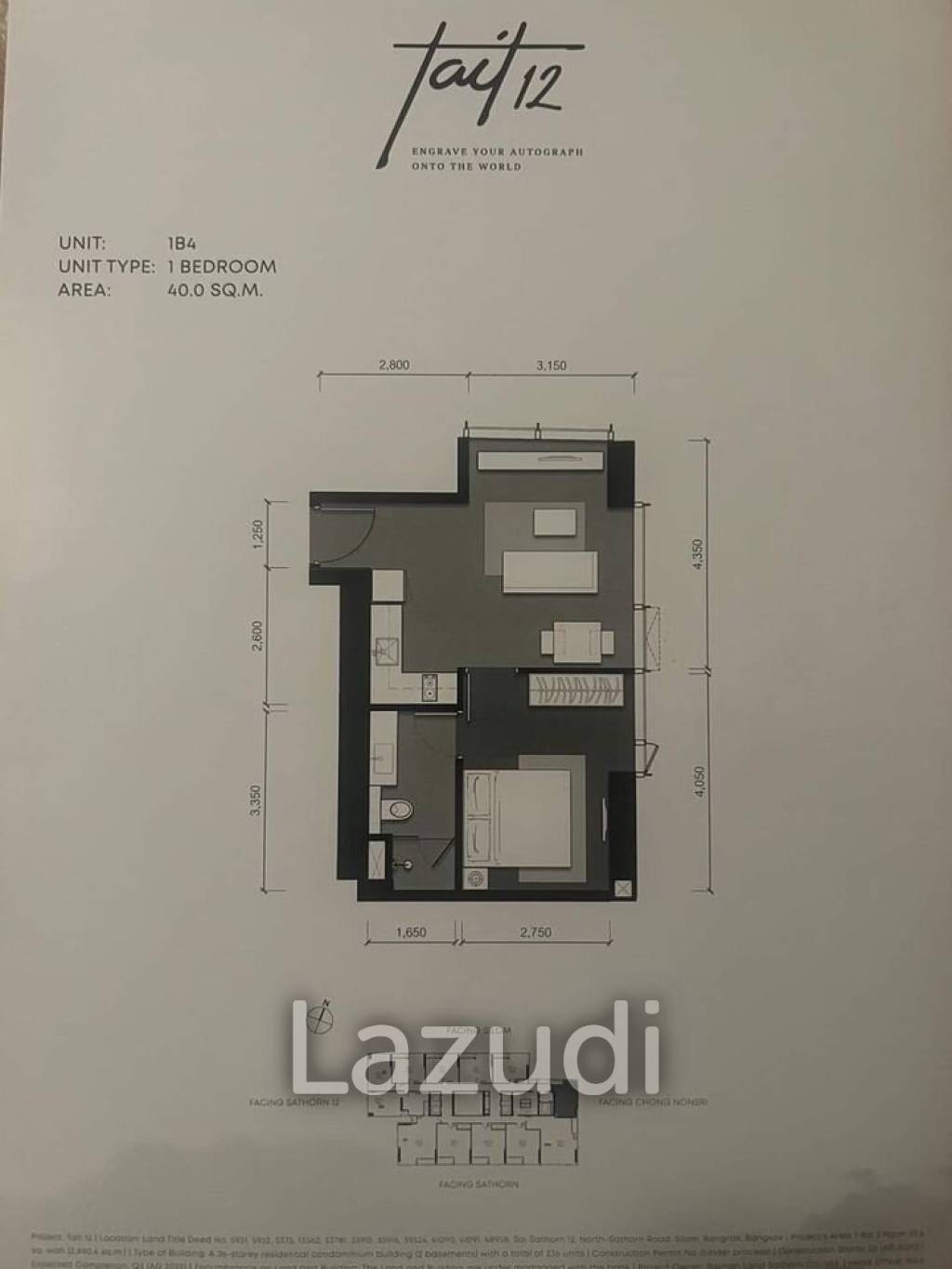 1 Bedroom 1 Bathroom 40 SQ.M at Tait 12
