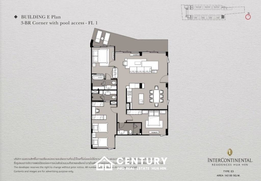 3 Beds 3 Baths 145.32 SQ.M Intercontinental Residences Hua Hin
