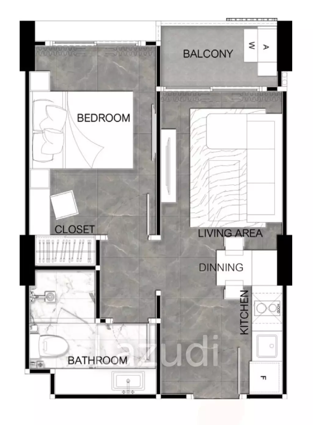 1 Bed 1 Bath 48.69 SQ.M The Coral Pattaya