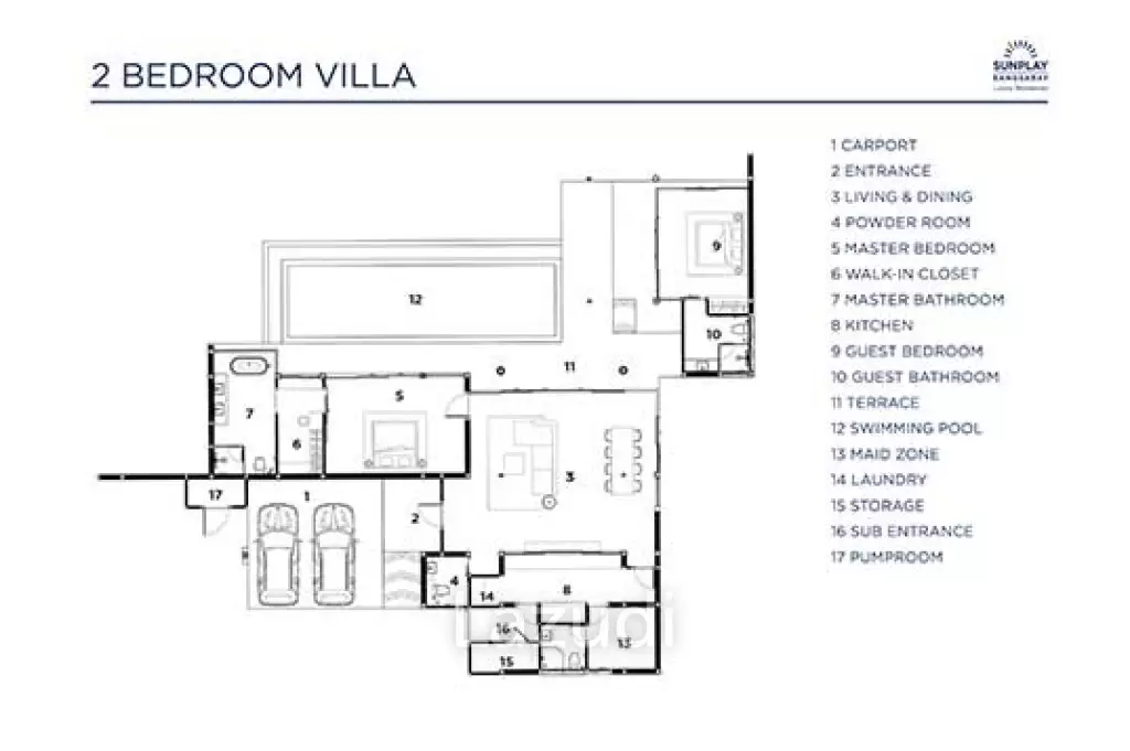 2Beds 2Baths 384.23 SQ.M. Sunplay Pool Villas