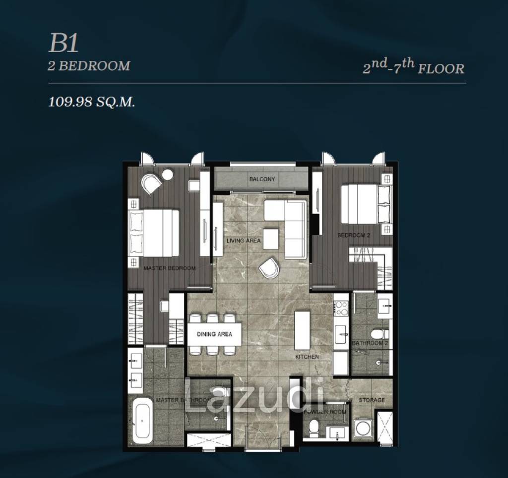 2 Bed 3 Bath 104.17 SQ.M Nivati Residence