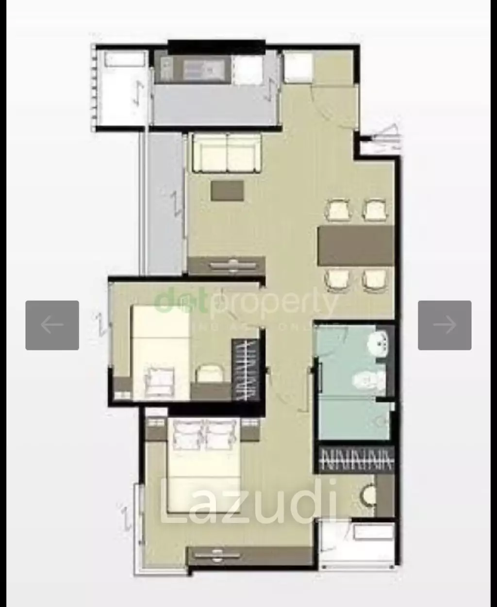2 Bed 1 Bath 53 SQ.M The Parkland Grand Asoke-Phetchaburi